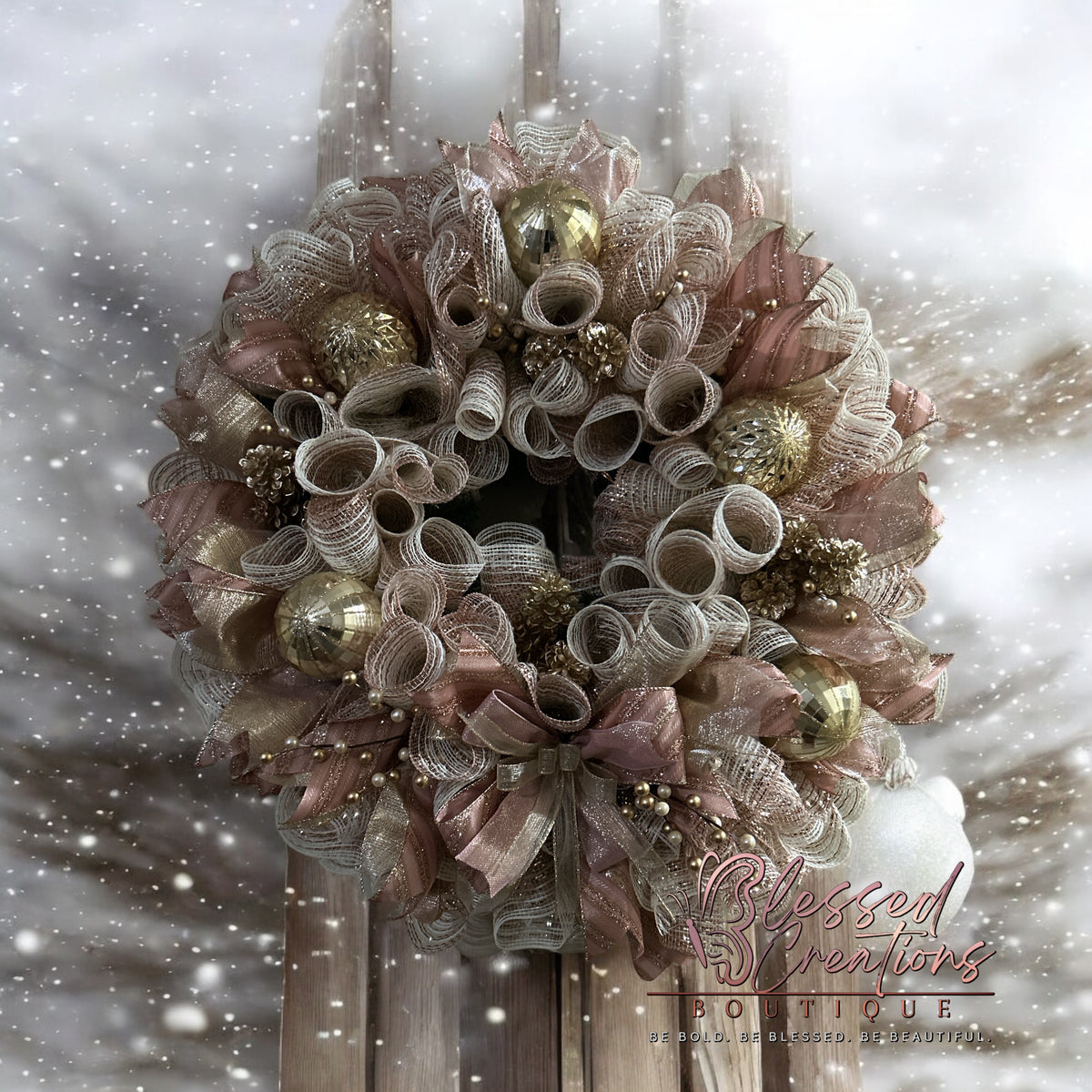 Rose gold Christmas wreath