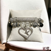 Black and silver bracelet set