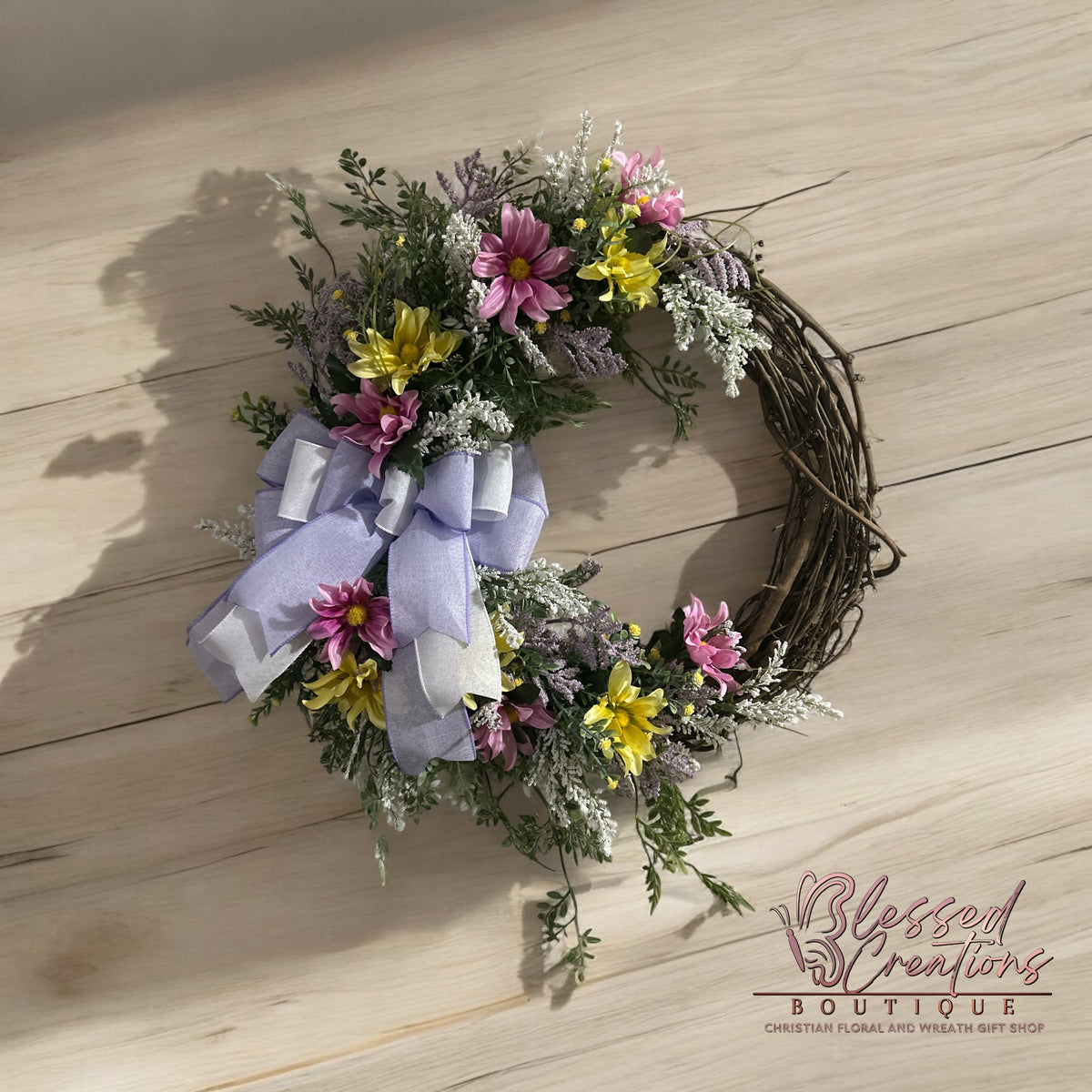 Spring grapevine wreath