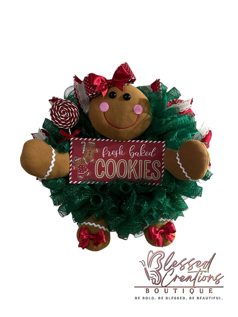 Gingerbread girl wreath