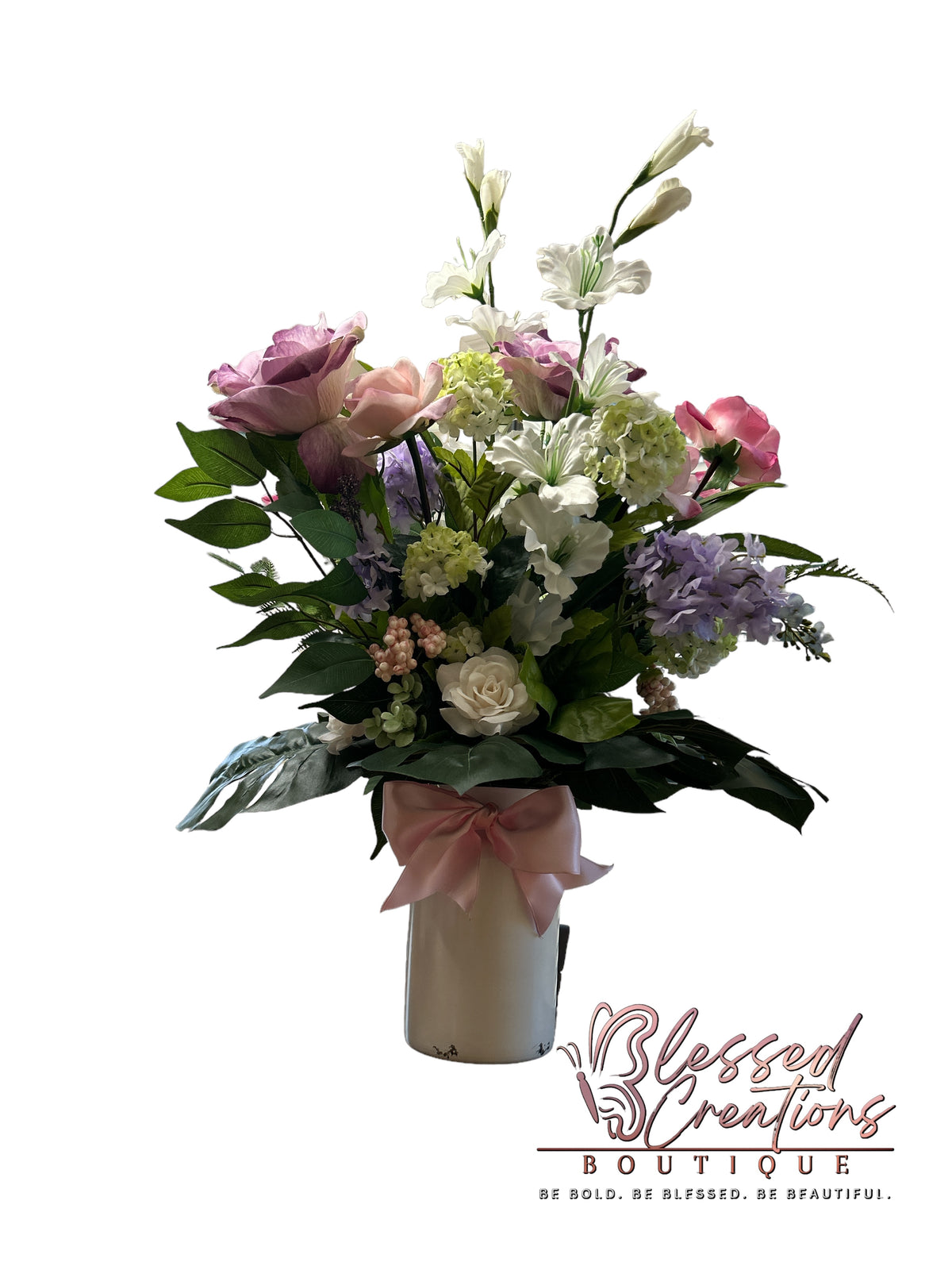 Pink/lilac silk floral arrangement