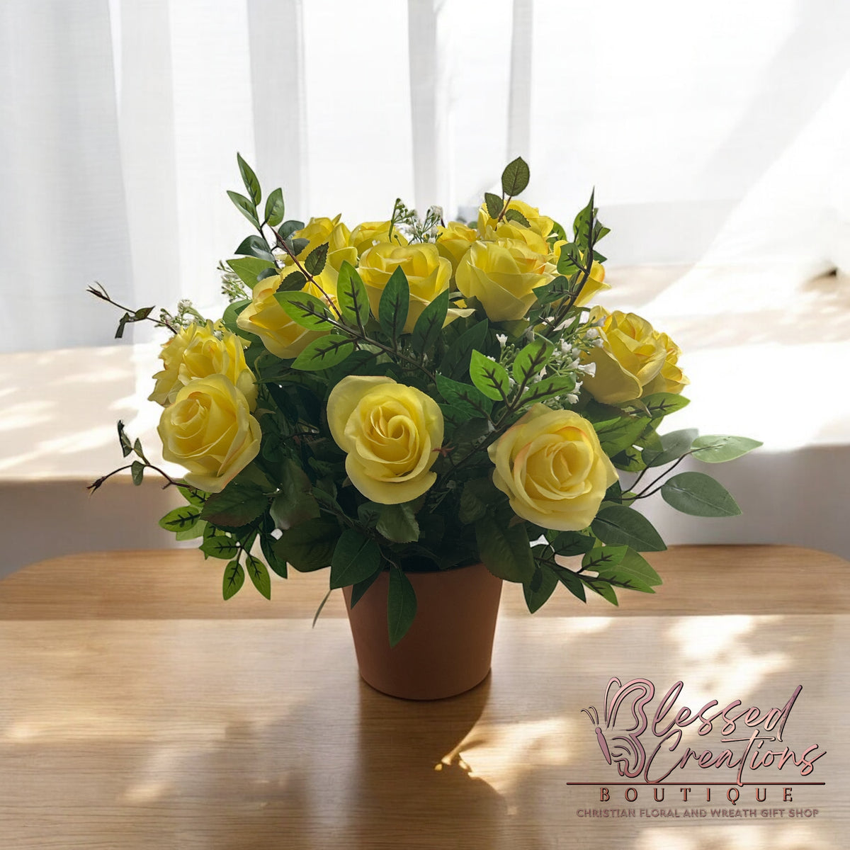 Yellow silk floral arrangement