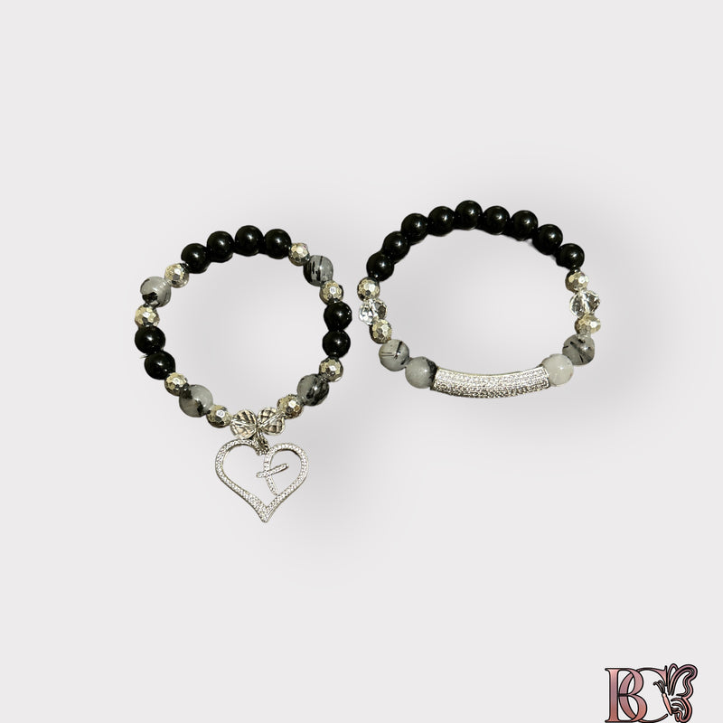 Black and silver bracelet set