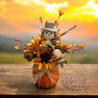 Small orange pumpkin/scarecrow fall decor