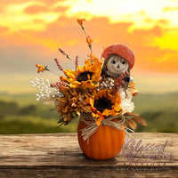 Small orange pumpkin/scarecrow fall decor