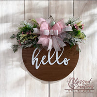 Wood round spring wreath