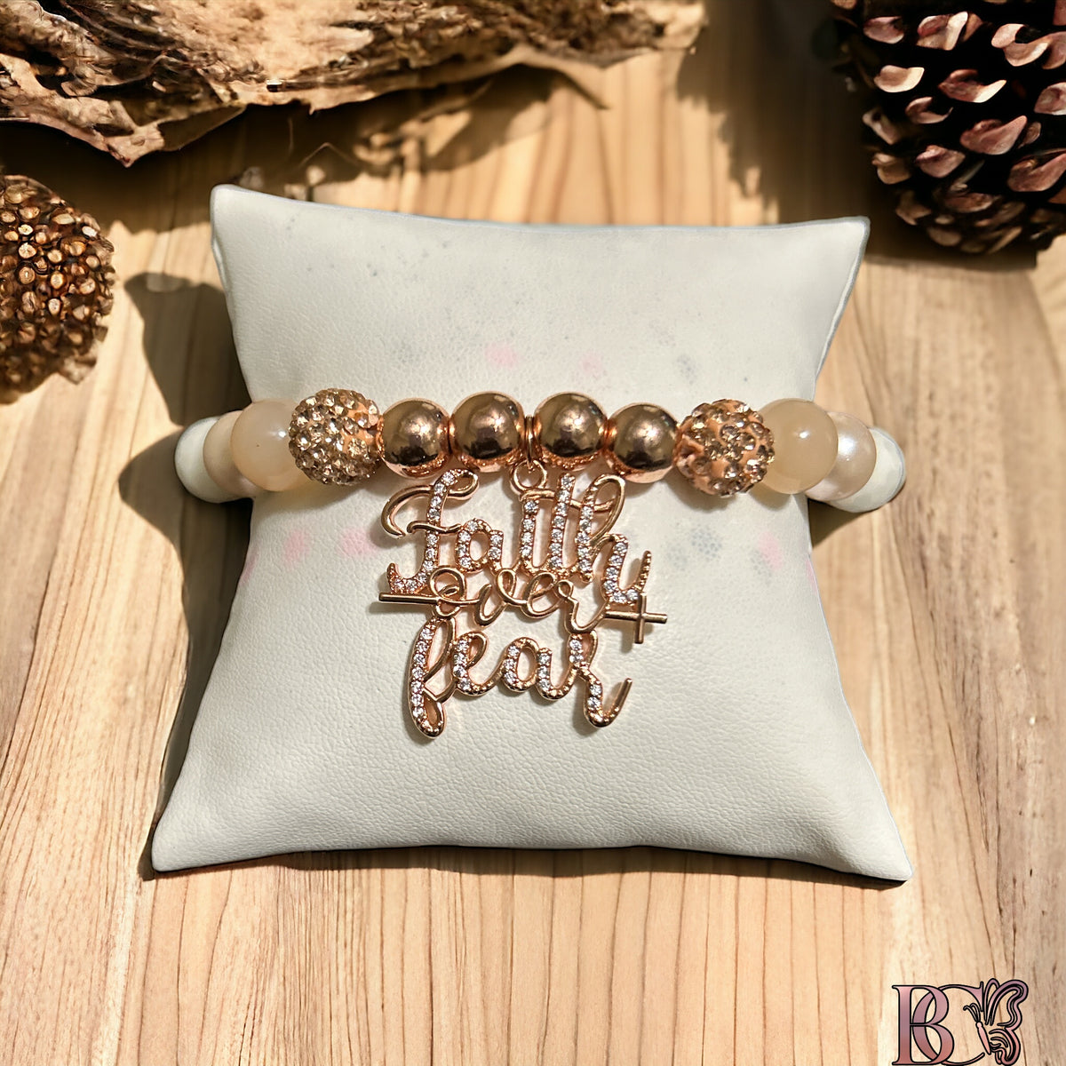 Faith over Fear rose gold bracelet