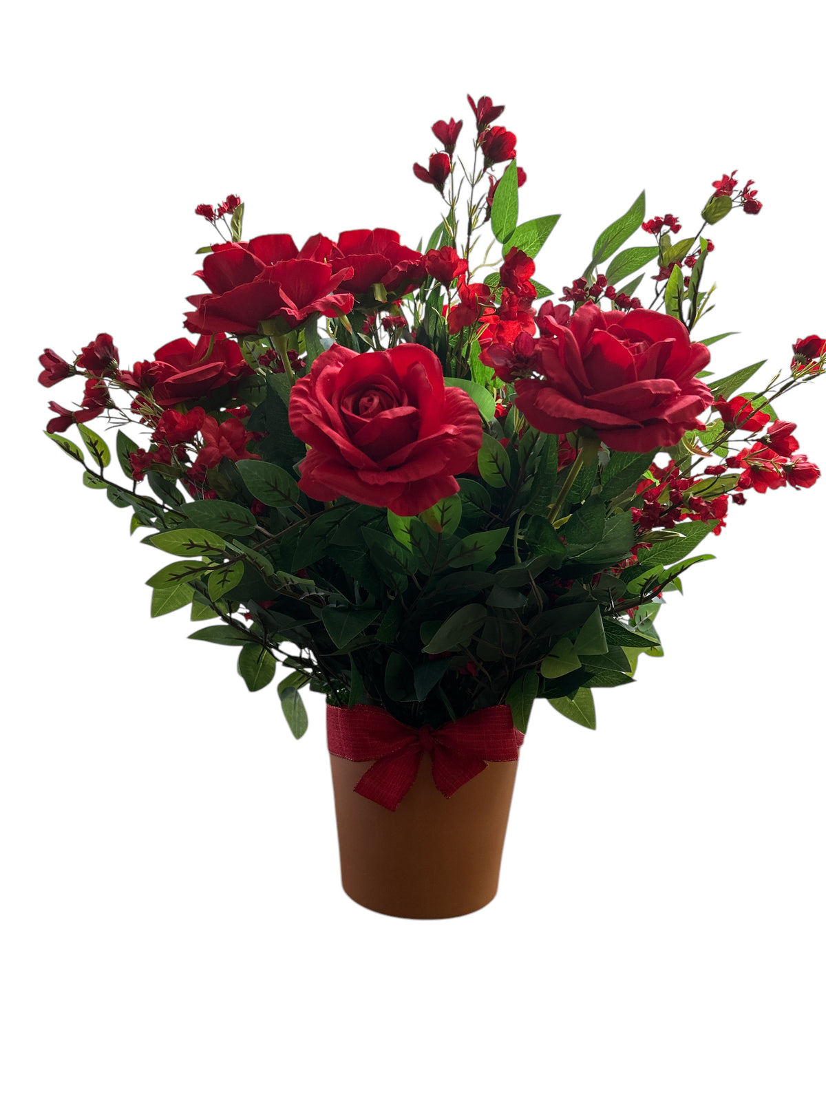 Red silk floral arrangement