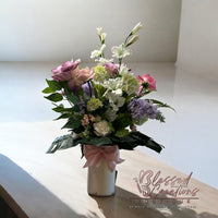 Pink/lilac silk floral arrangement