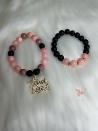 Pink, black and gold  bracelet set