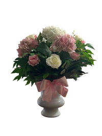 Pink and white silk floral arrangement